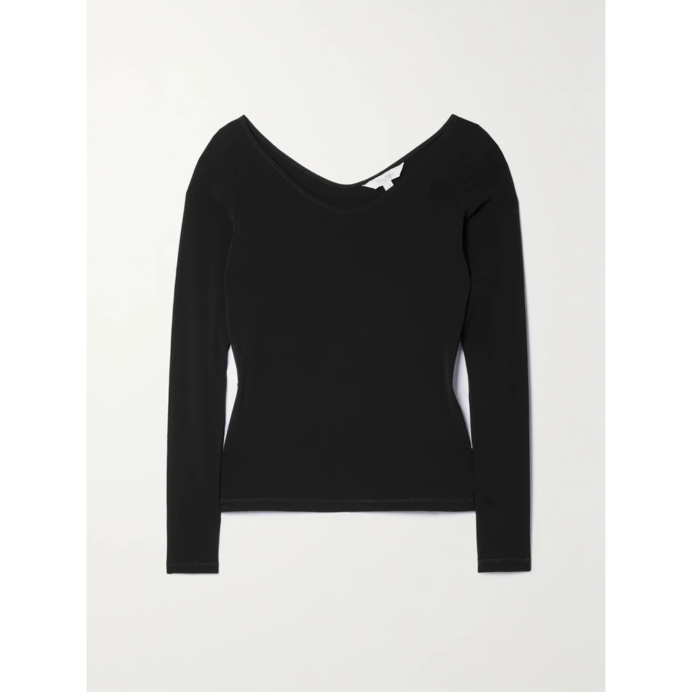Max Mara 'Leisure' Black Ragazza Stretch-Jersey Top Size S